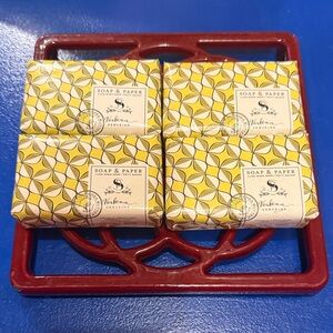 Soap & Paper Factory Verbena Shea Soap 4 Pack Fresh Citrus New